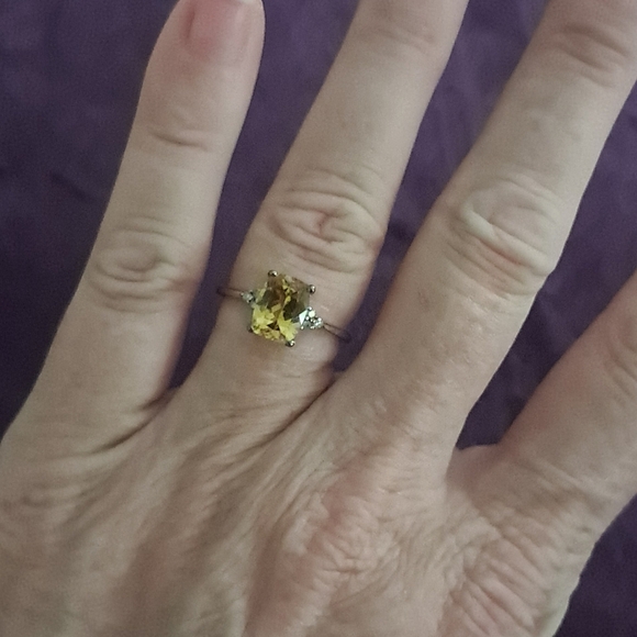 Natural Golden Apatite & Natural Diamond Ring. - Picture 5 of 6